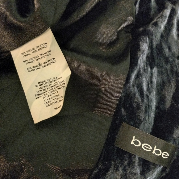 Bebe Crushed Velvet Ruffle Trim Blazer Jacket | US 6 - Picture 6 of 7